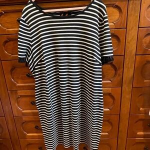 Talbots Black and White Striped Sporty Dress